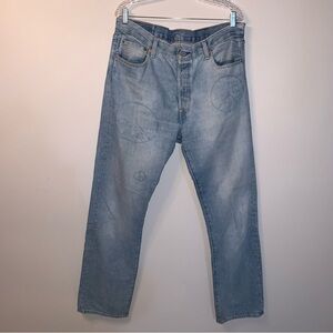 Levis 501 150th Jeans Mens 36x34 Blue Peace Sign Print Denim Button Fly Rare